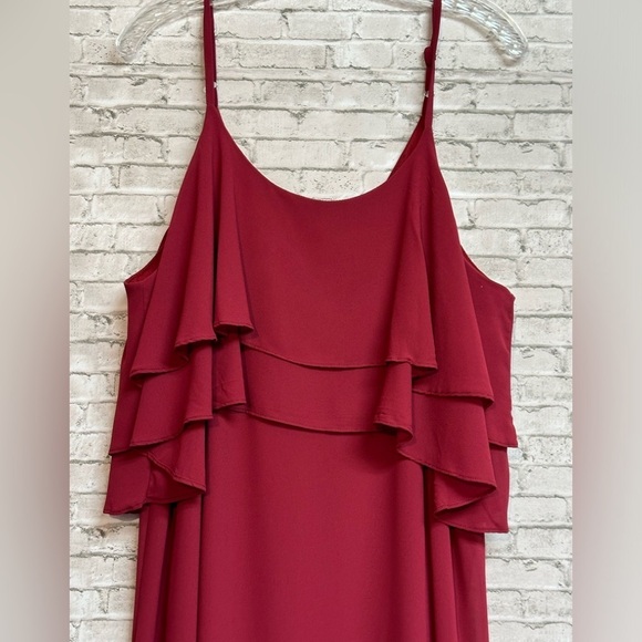 Zenobia Women's XXXL Maxi Dress Burgundy Layered Ruffles Sleeveless Lined Long - Picture 5 of 15